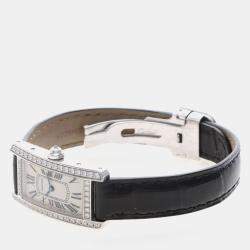 Pre Owned Cartier Tank Americaine WB707331 Quartz White Gold Women's Wristwatch 19 mm
