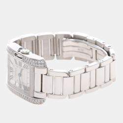 Pre Owned Cartier Tank Anglaise Diamond Quartz White Gold Women's Wristwatch 23 mm