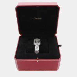 Pre Owned Cartier Tank Anglaise Diamond Quartz White Gold Women's Wristwatch 23 mm