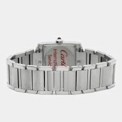 Pre Owned Cartier Tank Francaise W51011Q3 Silver White Dial Stainless Steel Women's Wriswatch 25 mm