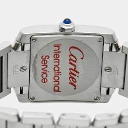 Pre Owned Cartier Tank Francaise W51011Q3 Silver White Dial Stainless Steel Women's Wriswatch 25 mm