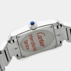 Pre Owned Cartier Tank Francaise W51011Q3 Silver White Dial Stainless Steel Women's Wriswatch 25 mm