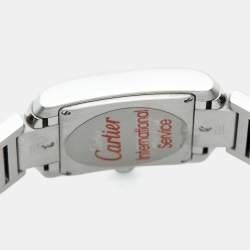 Pre Owned Cartier Tank Francaise W51011Q3 Silver White Dial Stainless Steel Women's Wriswatch 25 mm