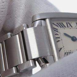 Pre Owned Cartier Tank Francaise W51008Q3 Quartz Silver Stainless Steel Women's Wristwatch 20 mm