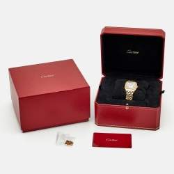 Pre Owned Cartier Panthere WJPN0016 Silver Dial 18K Yellow Gold Diamond Women's Wristwatch 27 mm