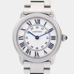 Pre Owned Cartier Ronde Solo W6701004 Quartz White Stainless Steel Women's Wristwatch 29 mm