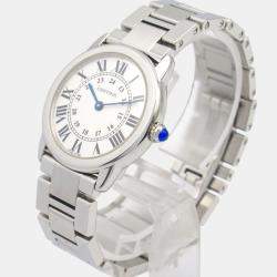 Pre Owned Cartier Ronde Solo W6701004 Quartz White Stainless Steel Women's Wristwatch 29 mm