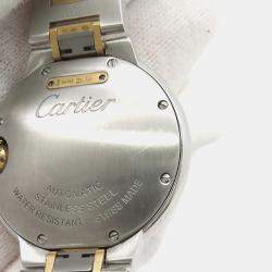 Pre Owned Cartier Ballon Bleu W2BB0037 Automatic Silver 18k Yellow Gold Stainless Steel Women's Wristwatch 33 mm