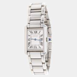 Pre Owned Cartier Tank Must WSTA0051 Quartz White Stainless Steel Women's Wristwatch 33mm
