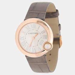 Pre Owned Cartier Ballon Blanc WGBL0005 Quartz Silver Diamonds Gold Women's Wristwatch 30mm