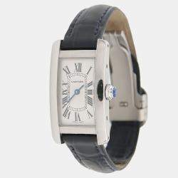 Pre Owned Cartier Tank AmÃ©ricaine WSTA0016 Quartz White Stainless Steel Women's Wristwatch 34mm