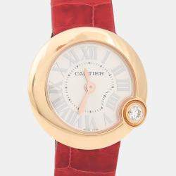 Pre Owned Cartier Ballon Blanc WGBL0002 Quartz White Diamonds Gold Women's Wristwatch 25.5mm