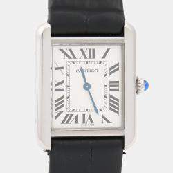 Pre Owned Cartier Tank Solo W1018255 Quartz White Stainless Steel Women's Wristwatch 24mm