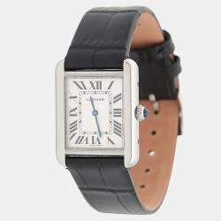 Pre Owned Cartier Tank Solo W1018255 Quartz White Stainless Steel Women's Wristwatch 24mm