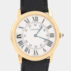 Pre Owned Cartier Ronde Solo W6700455 Quartz White Gold Men's Wristwatch 36mm