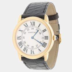 Pre Owned Cartier Ronde Solo W6700455 Quartz White Gold Men's Wristwatch 36mm