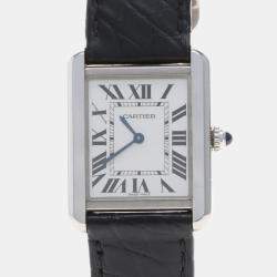 Pre Owned Cartier Tank Solo W5200005 Quartz White Stainless Steel Women's Wristwatch 24.5mm