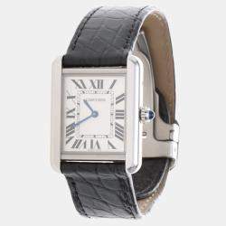 Pre Owned Cartier Tank Solo W5200005 Quartz White Stainless Steel Women's Wristwatch 24.5mm