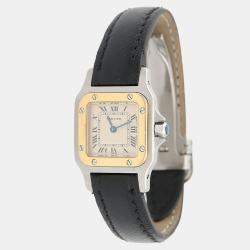Pre Owned Cartier Santos W200124D Quartz Cream Stainless Steel and Gold Men's Wristwatch 35mm