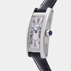 Pre Owned Pre-Owned Cartier Tank Americaine Small Model WSTA0016 Silver Quartz Stainless Steel Men's Wristwatch 18 mm