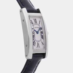 Pre Owned Pre-Owned Cartier Tank Americaine Small Model WSTA0016 Silver Quartz Stainless Steel Men's Wristwatch 18 mm