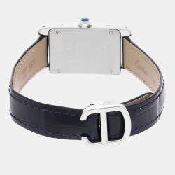 Pre Owned Pre-Owned Cartier Tank Americaine Small Model WSTA0016 Silver Quartz Stainless Steel Men's Wristwatch 18 mm
