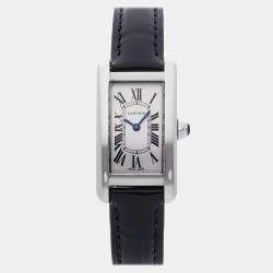 Pre Owned Pre-Owned Cartier Tank Americaine Small Model WSTA0016 Silver Quartz Stainless Steel Men's Wristwatch 18 mm