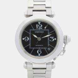 Pre Owned Cartier Pasha C de Cartier W31076M7 Automatic Black Stainless Steel Women's Wristwatch 35 mm