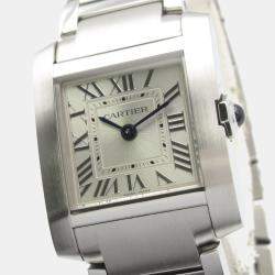 Pre Owned Cartier Tank Francaise WSTA0065 Quartz Silver Stainless Steel Women's Wristwatch 21 mm