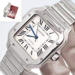 Pre Owned Cartier Santos WSSA0010 Automatic Silver Stainless Steel Women's Wristwatch 35 mm
