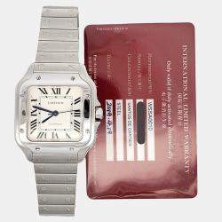 Pre Owned Cartier Santos WSSA0010 Automatic Silver Stainless Steel Women's Wristwatch 35 mm