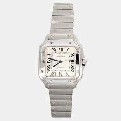 Pre Owned Cartier Santos WSSA0010 Automatic Silver Stainless Steel Women's Wristwatch 35 mm
