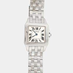 Pre Owned Cartier Santos Demoiselle W25065Z5 Quartz White Stainless Steel Women's Wristwatch 26 mm