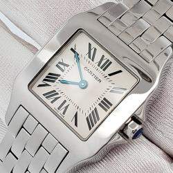 Pre Owned Cartier Santos Demoiselle W25065Z5 Quartz White Stainless Steel Women's Wristwatch 26 mm