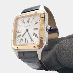 Pre Owned Cartier Santos Dumont Large W2SA0011 Quartz 18k Rose Gold Stainless Steel Women's Wristwatch 31 mm