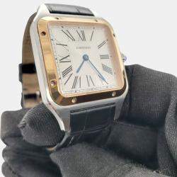 Pre Owned Cartier Santos Dumont Large W2SA0011 Quartz 18k Rose Gold Stainless Steel Women's Wristwatch 31 mm
