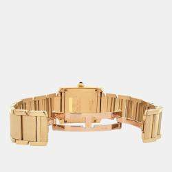 Pre Owned Cartier Tank Francaise W50003N2 Quartz White 18k Yellow Gold Women's Wristwatch 25 mm