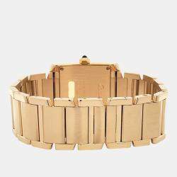 Pre Owned Cartier Tank Francaise W50003N2 Quartz White 18k Yellow Gold Women's Wristwatch 25 mm