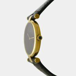 مملوكة مسبقًا Cartier Must de Vermeil 18130719 Quartz Burgundy 18k Gold electroplated 925 Silver Women's Wristwatch 24 mm