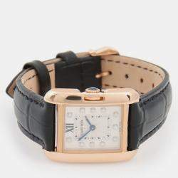 Pre Owned Cartier Tank Anglaise Diamond WJTA0007 Quartz Rose Gold Stainless Steel Women's Wristwatch 22 mm