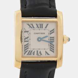 Pre Owned Cartier Tank Francaise W5000256 Quartz Yellow Gold Women's Wristwatch 17.5 mm