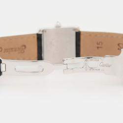 Pre Owned Cartier Tank Francaise Diamond WE100251 Quartz White Gold Stainless Steel Women's Wristwatch 18.5 mm