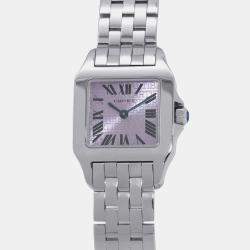 Pre Owned Cartier Santos Demoiselle W2510002 Quartz Purple Stainless Steel Women's Wristwatch 28 mm