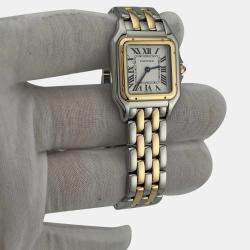 Pre Owned Cartier Panthere Medium W2PN0019 Quartz White 18k Yellow Gold Stainless Steel Women's Wristwatch 29 mm
