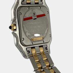 Pre Owned Cartier Panthere Medium W2PN0019 Quartz White 18k Yellow Gold Stainless Steel Women's Wristwatch 29 mm