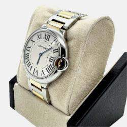 Pre Owned Cartier Ballon Bleu W69008Z3 Automatic Silver 18k Yellow Gold Stainless Steel Unisex Wristwatch 36 mm