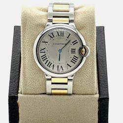 Pre Owned Cartier Ballon Bleu W69008Z3 Automatic Silver 18k Yellow Gold Stainless Steel Unisex Wristwatch 36 mm