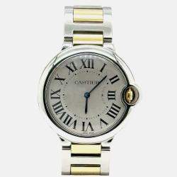 Pre Owned Cartier Ballon Bleu W69008Z3 Automatic Silver 18k Yellow Gold Stainless Steel Unisex Wristwatch 36 mm