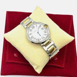 Pre Owned Cartier Ballon Bleu W69008Z3 Automatic Silver 18k Yellow Gold Stainless Steel Unisex Wristwatch 36 mm