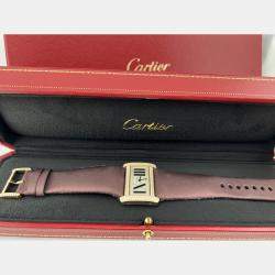 Pre Owned Cartier Tank Divan 2601 Quartz White Diamonds 18k Yellow Gold Women's Wristwatch 45 mm